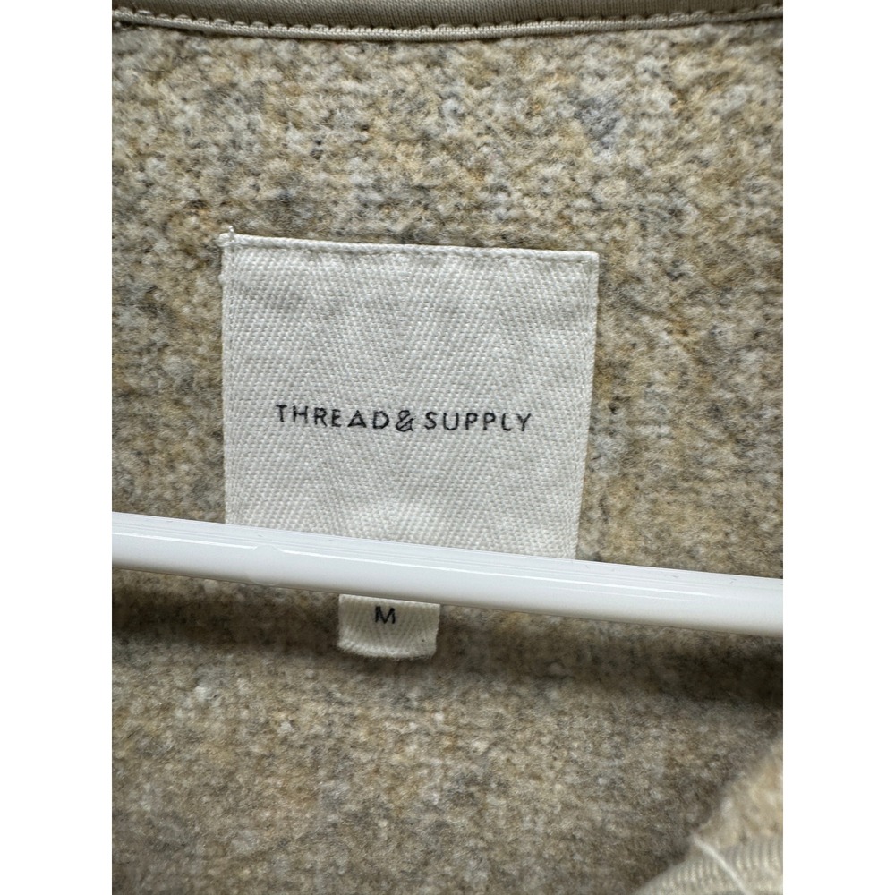 Thread & Supply Quarter Zip Pullover Women M Oatmeal Wubby Fleece Sweater Pocket - Picture 3 of 7